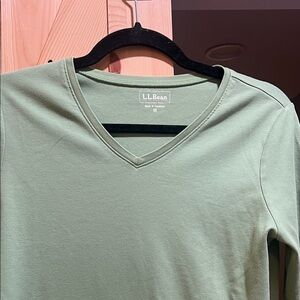 L.L. Bean Sage V-Neck Shirt size medium